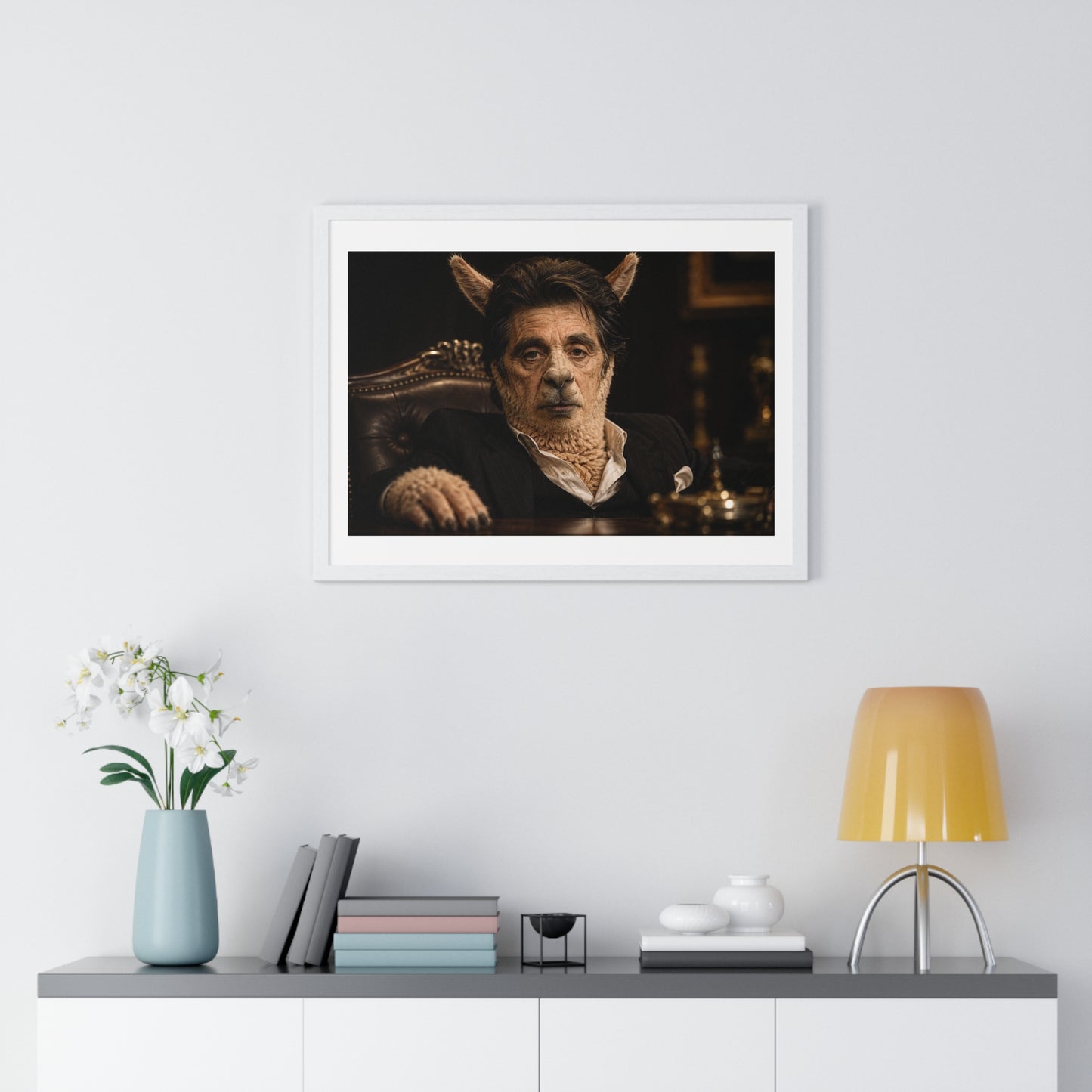 Alpaca Cino 'Designed by AI' Large Wall Art, Framed Print