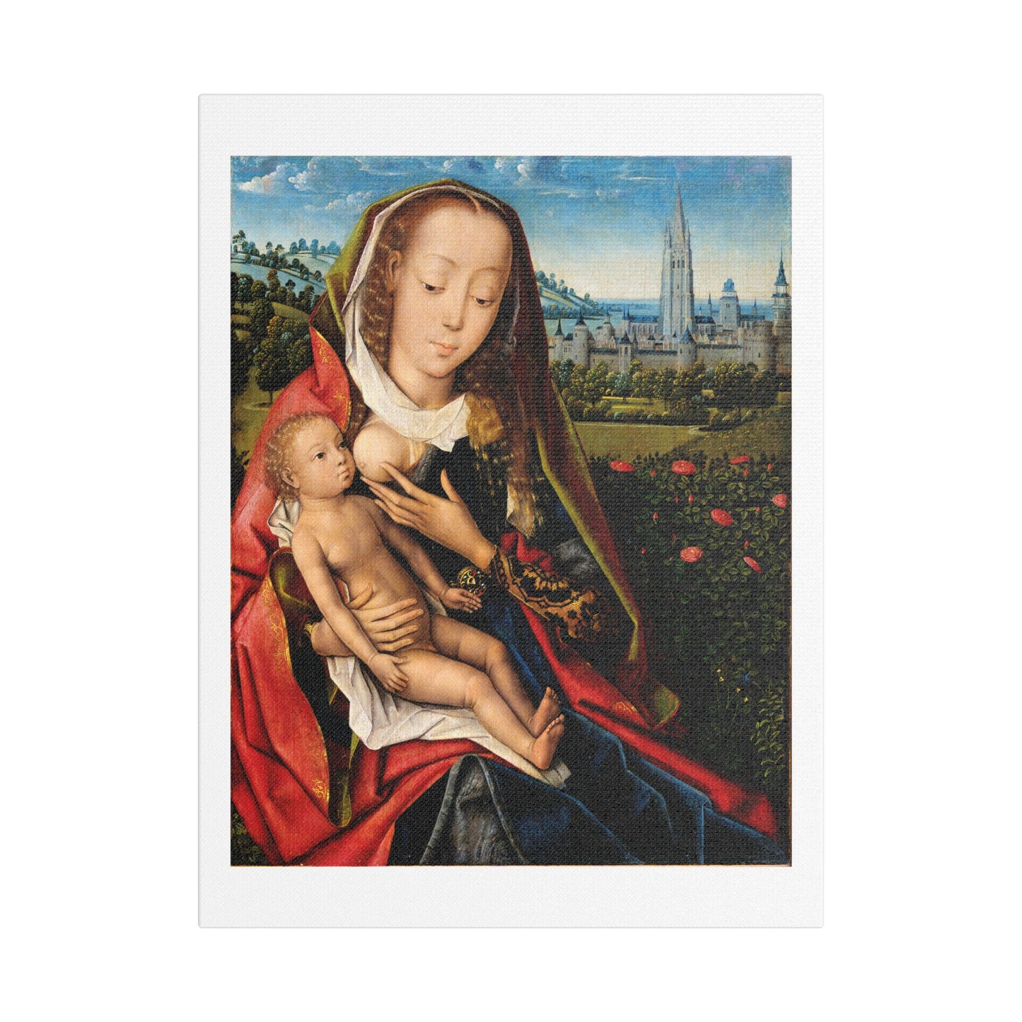 Virgin and Child in a Landscape (1480–90) by Master of the Legend of Saint Lucy, from the Original, Art Print on Canvas