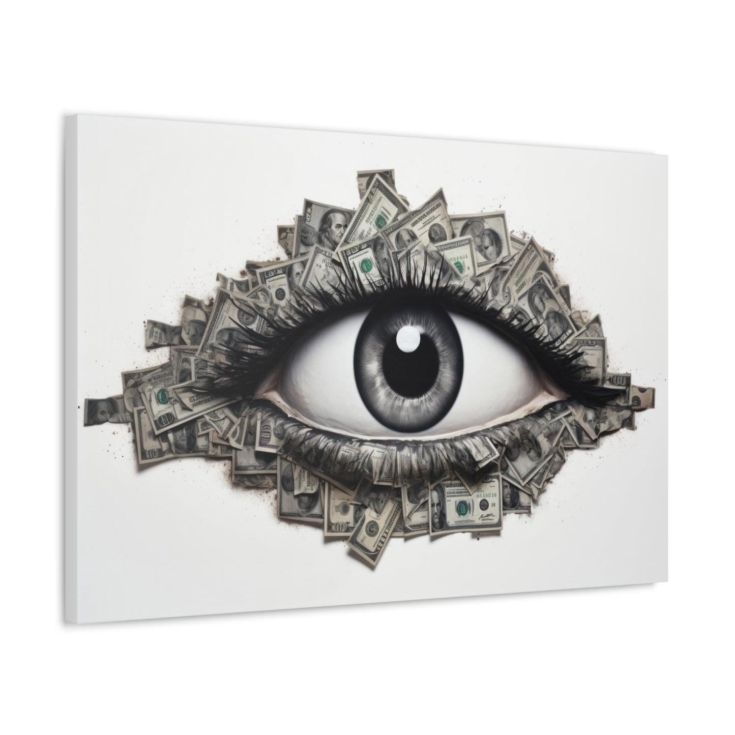 Esoteric Drawing, Money Dollar Currency Art Print 'Designed by AI' on Satin Canvas