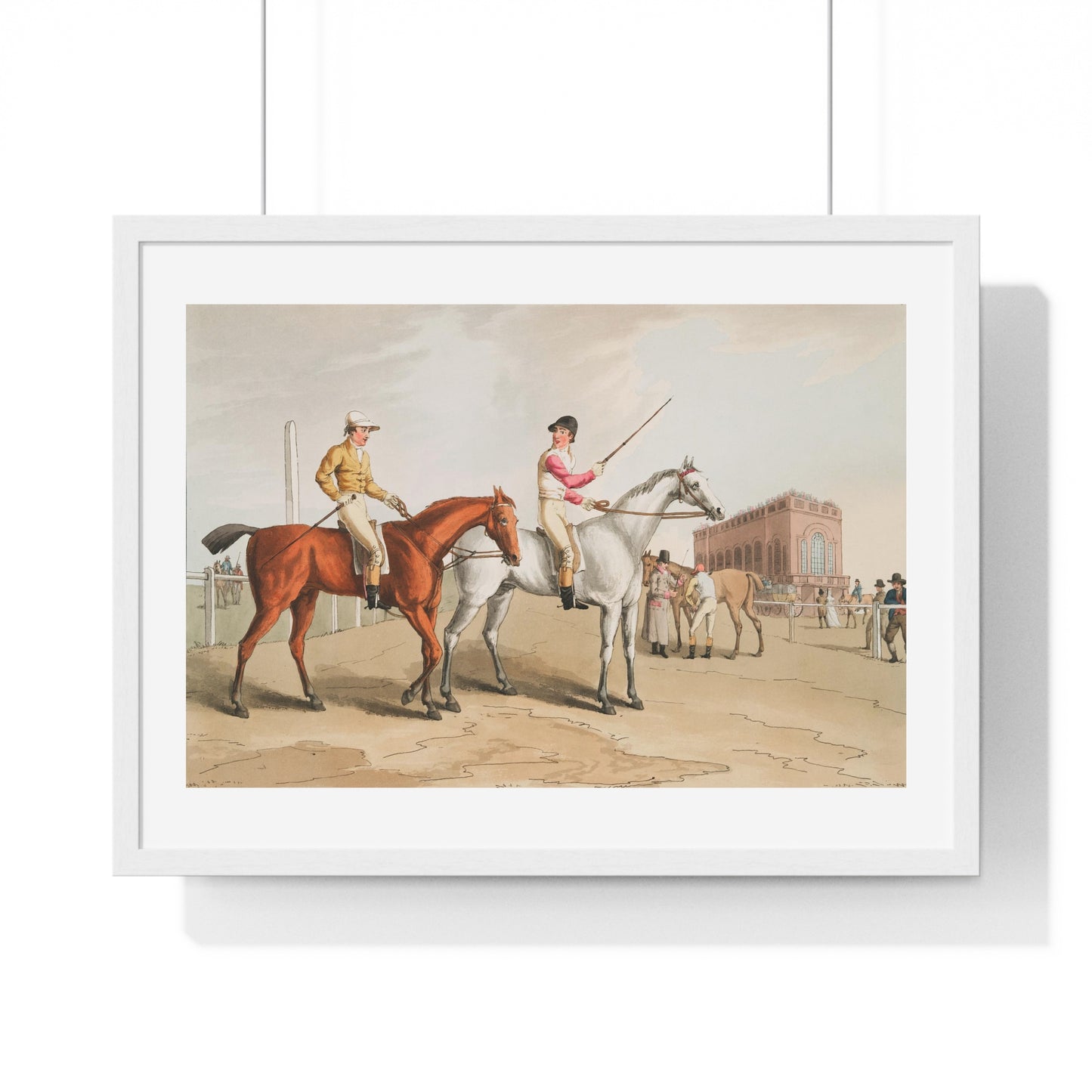 Illustration of Jockeys from 'The Costume of Yorkshire' (1814) by George Walker, from the Original, Framed Art Print