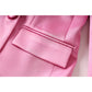 Vireous Women's Pink Satin Suit Jacket and Skirt Set