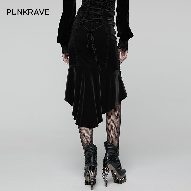 Punk Rave Belladonna Goth Rose Fishtail Skirt
