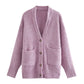 Women's Lazy Knit Patch Pocket Sweater Coat