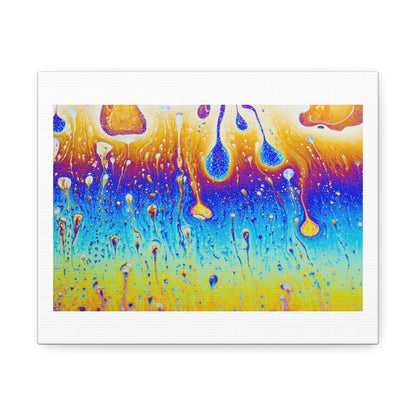 Rainbow Abstract Water Drop Texture Art Print on Satin Canvas, Stretched