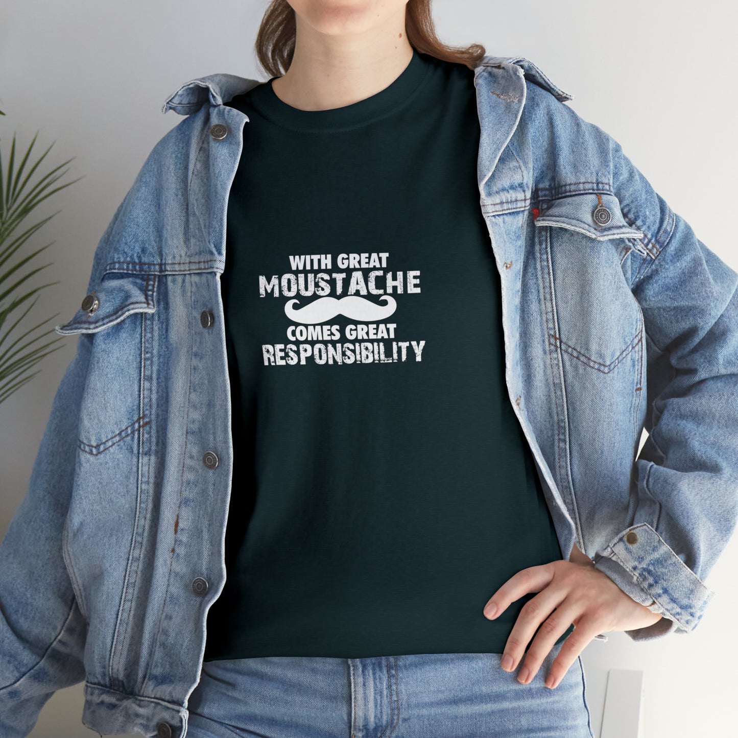 With Great Moustache Comes Great Responsibility Funny T-Shirt