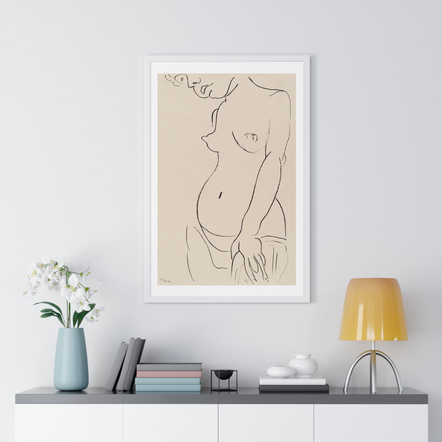 Nude Three Quarters, Part of Head Cropped (1913) by Henri Matisse from the Original, Framed Art Print