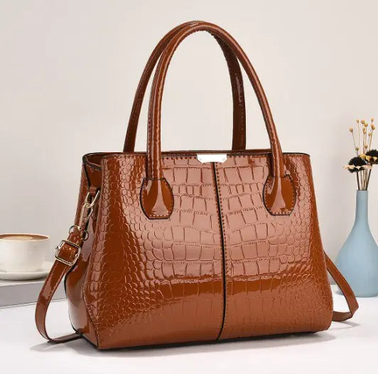 Women's Classic Crocodile Tote and Shoulder Bag, Multicolours