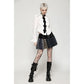 Dark in Love Sage Tartan Patchwork Leather-Waist Pleated Mini Skirt