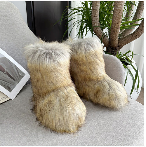 Winter Fur Boots Fleece-Lined Thick Snow Boots, Ultimate Moon Boots