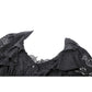 Dark in Love Luca Black Hollow Lace Gemstone-Button Adjustable Waist Dress