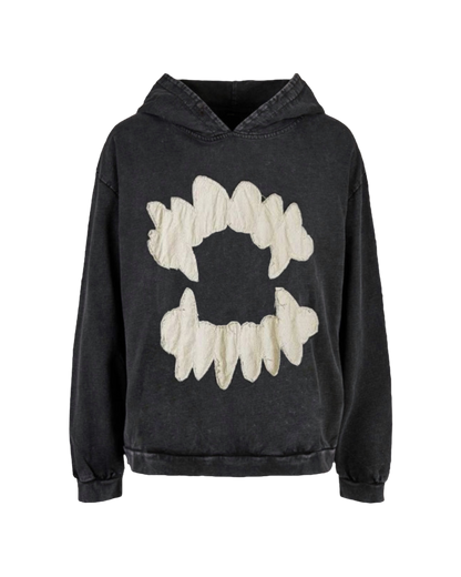 Sharp Tooth Design Black Hoodie