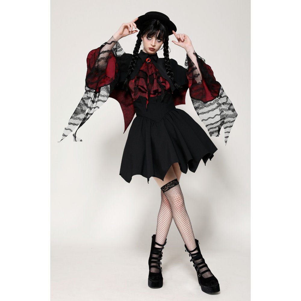 Dark in Love Camazotz Vampire Bat-Shaped Capelet in Black and Blood Red