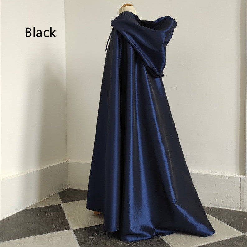 Tudor-Style Retro Large Loose Cape with Hood, Evening Stage Wear