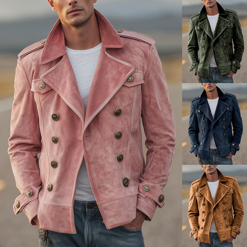 Vireous Men's Double-Breasted Casual Jacket, Multicolours