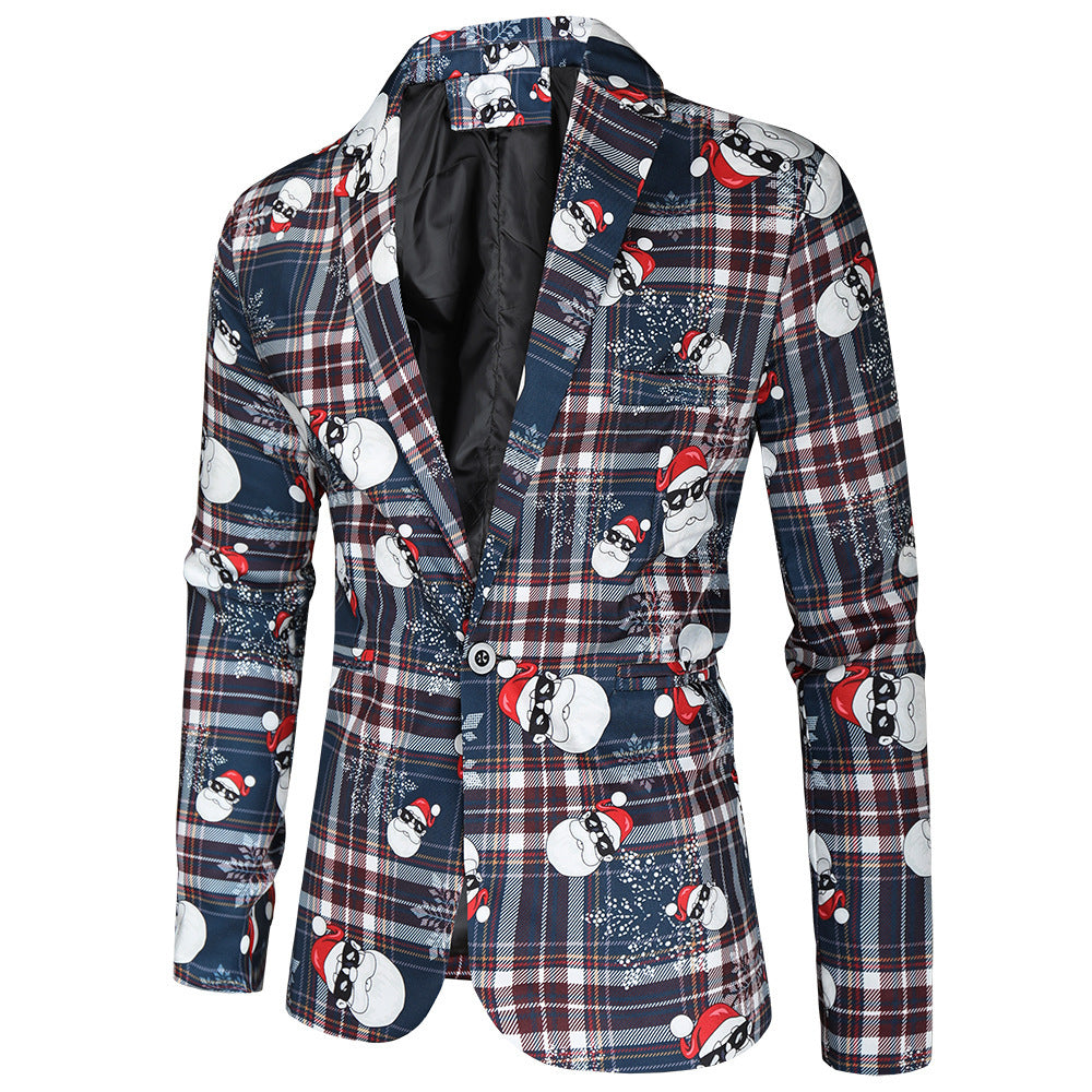 Men's Fashion Fun Bright Printed Blazer, Christmas Designs