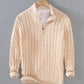 Vireous Classic Cable Knit Zip-Up Men’s Sweater