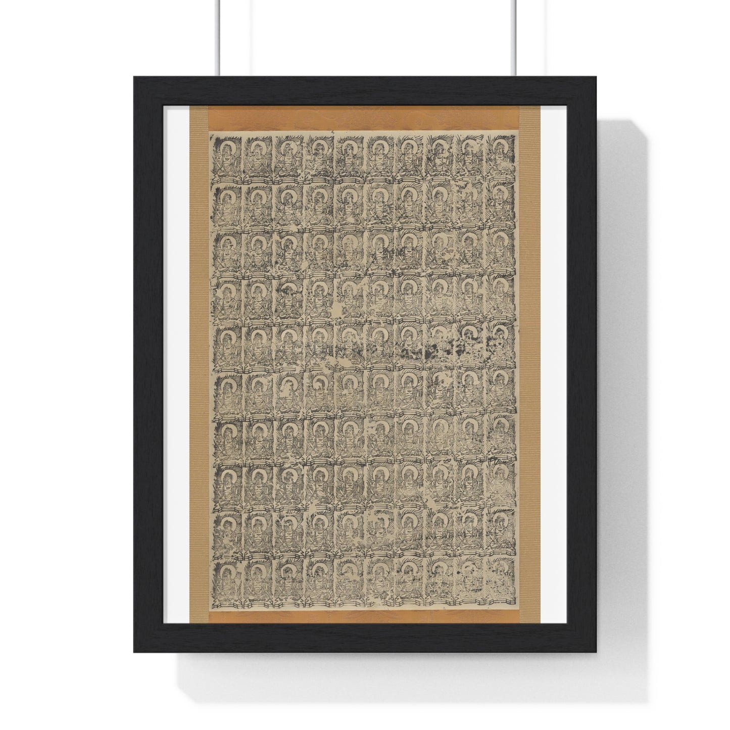 Stamped Images of the Wisdom King Fudō (Acala), Antique Japanese Scroll, from the Original, Framed Art Print