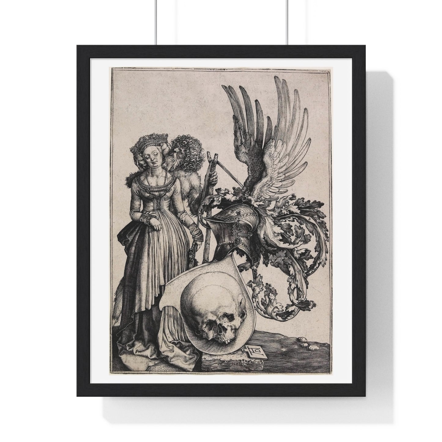 Coat of Arms with a Skull (1503) by Albrecht Dürer from the Original, Framed Art Print