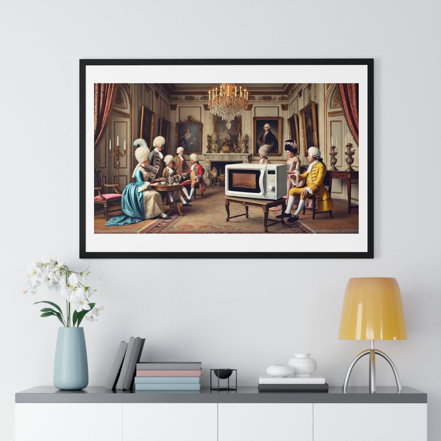 Aristocracy Regally Heating Their Own Tea, Abstract Art 'Designed by AI' Framed Print