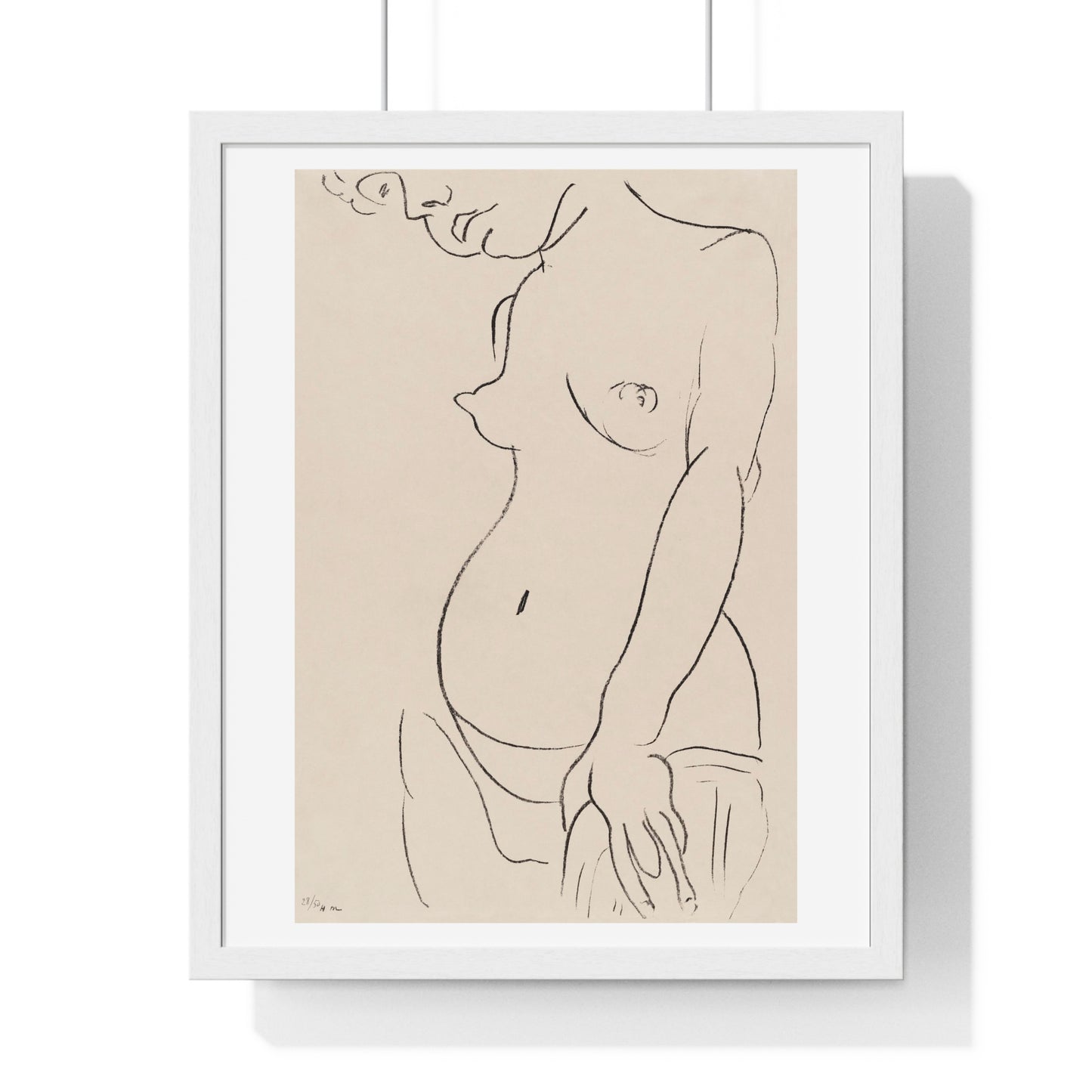 Nude Three Quarters, Part of Head Cropped (1913) by Henri Matisse from the Original, Framed Art Print