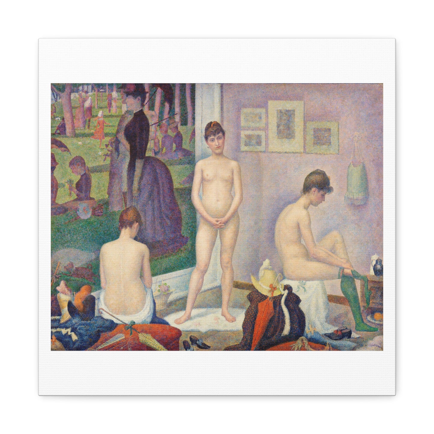 Models 'Poseuses' (1886–1888) by Georges Seurat, Art Print from the Original on Satin Canvas