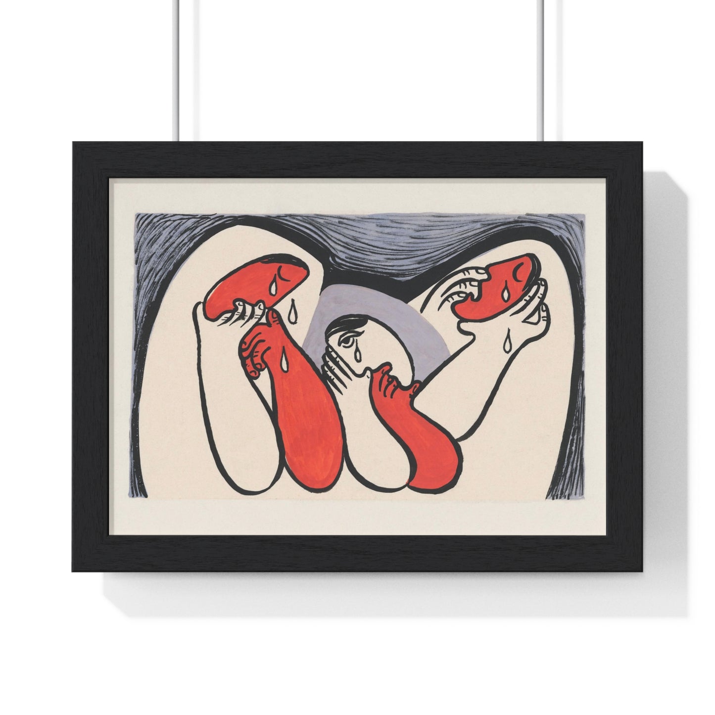 Crying Women (1938) Abstract Painting by Mikulas Galanda from the Original, Framed Art Print