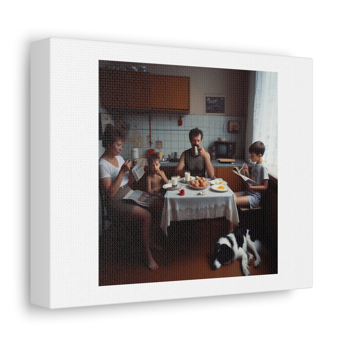 Typical Polish Family Eating Breakfast 'Designed by AI' Art Print on Canvas