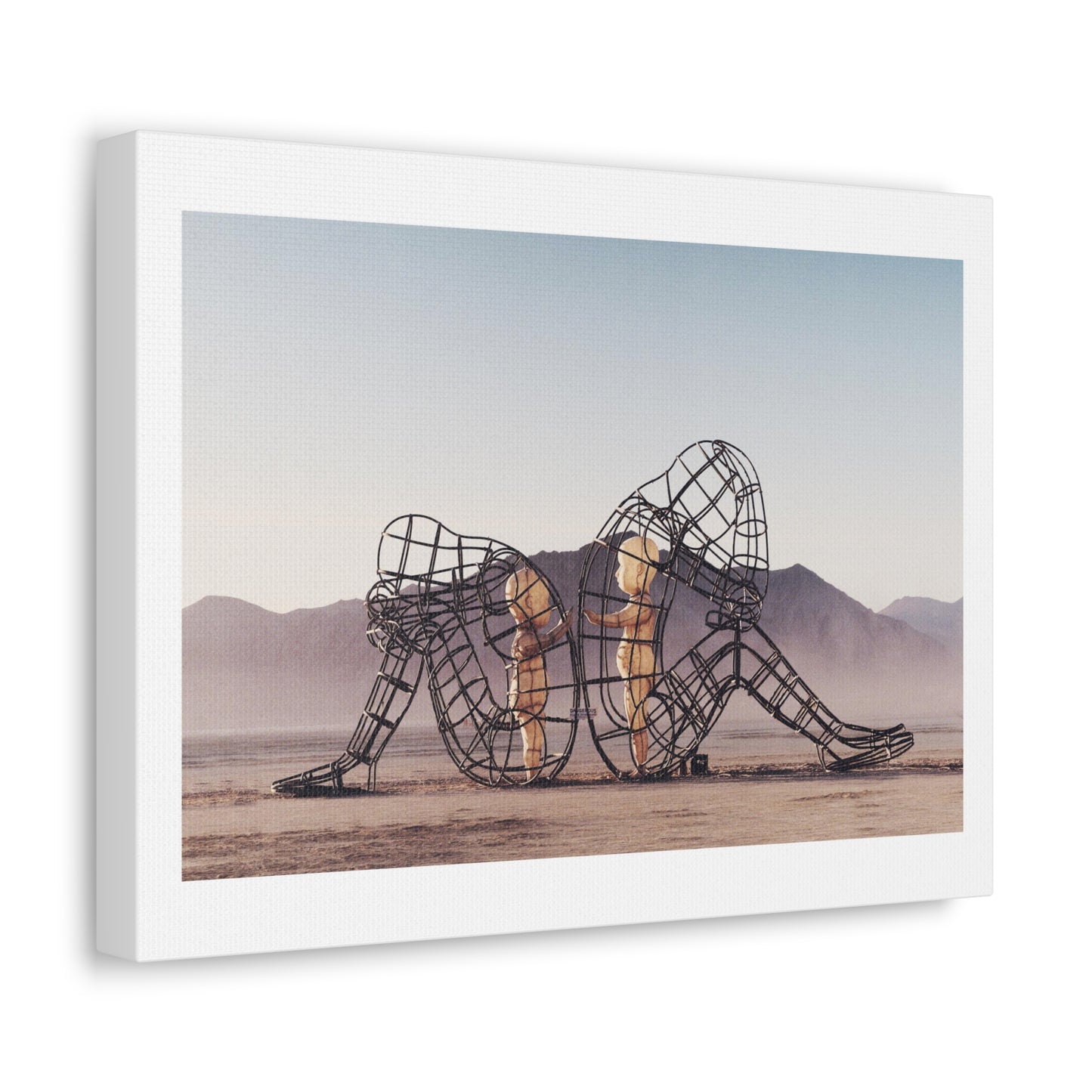 Architecture of Two Persons Turning their Backs to One Another at Burning Man, Art Print on Satin Canvas