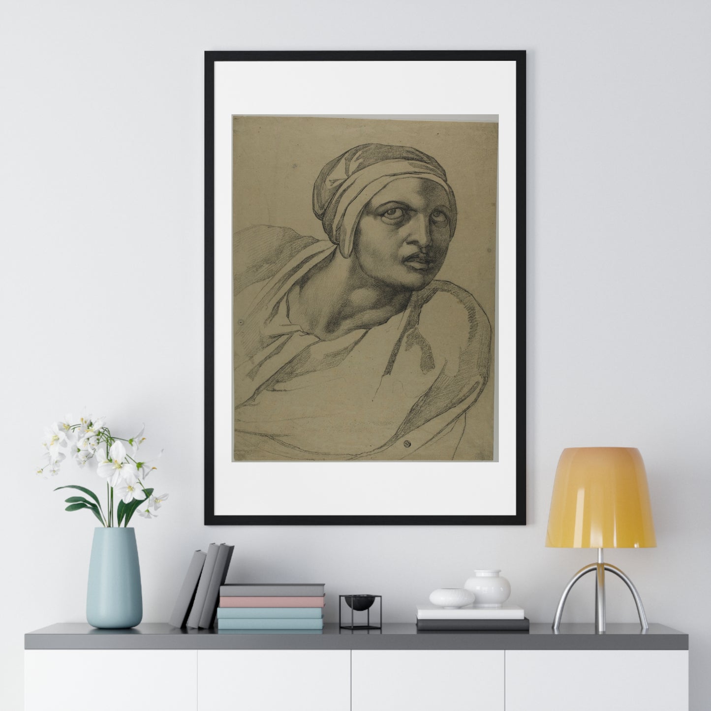 Half-Length Figure (1780–1799) by Michelangelo Buonarroti, from the Original, Framed Art Print