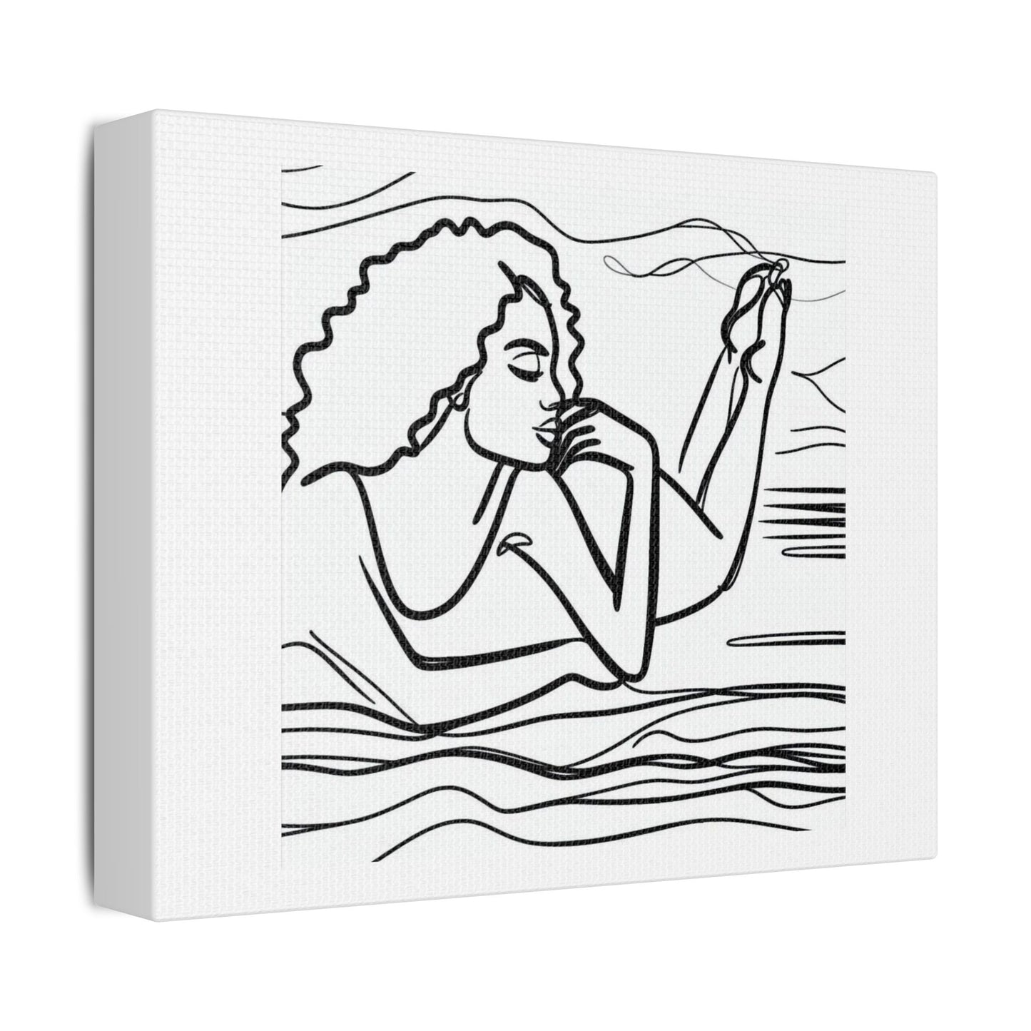 Reclining Woman Line Art 'Designed by AI' Print on Canvas