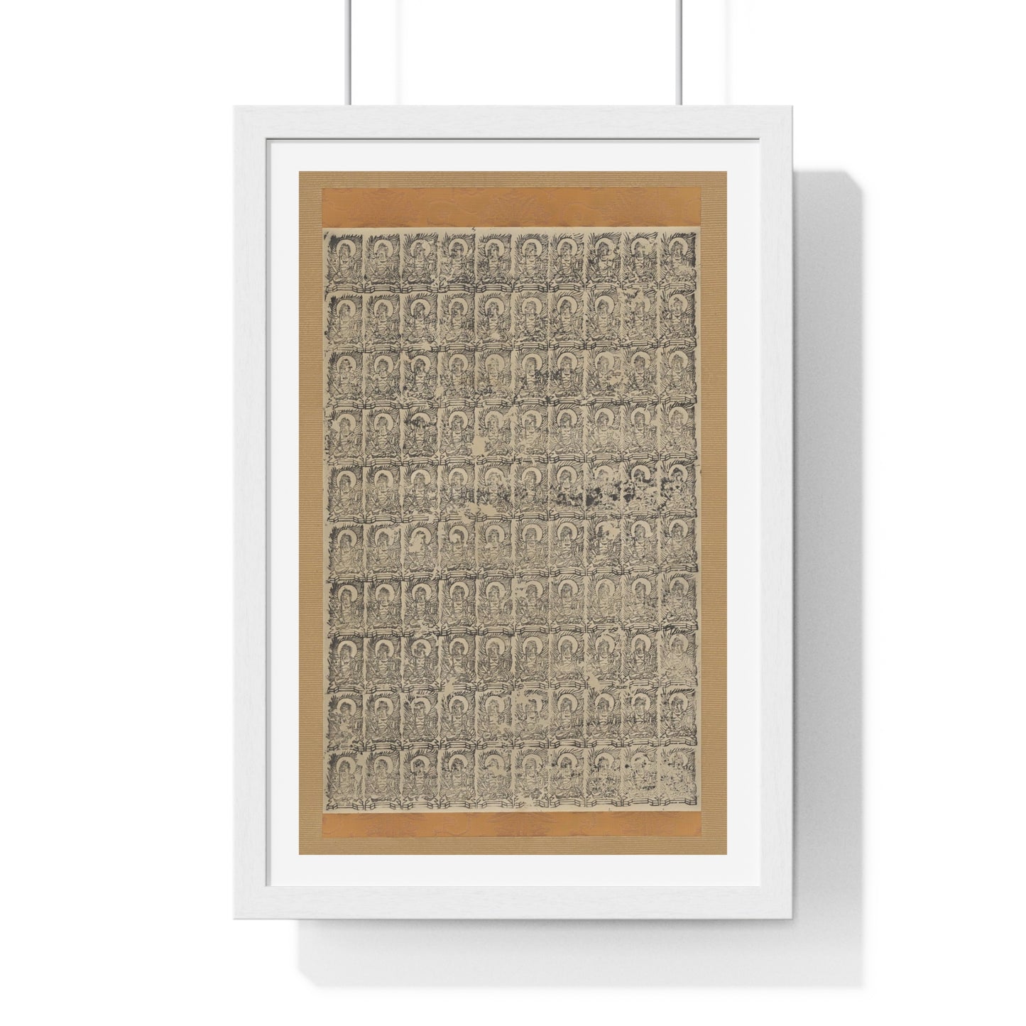 Stamped Images of the Wisdom King Fudō (Acala), Antique Japanese Scroll, from the Original, Framed Art Print