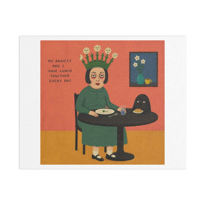 Lunch with my Anxiety, Cartoon Art Print on Canvas