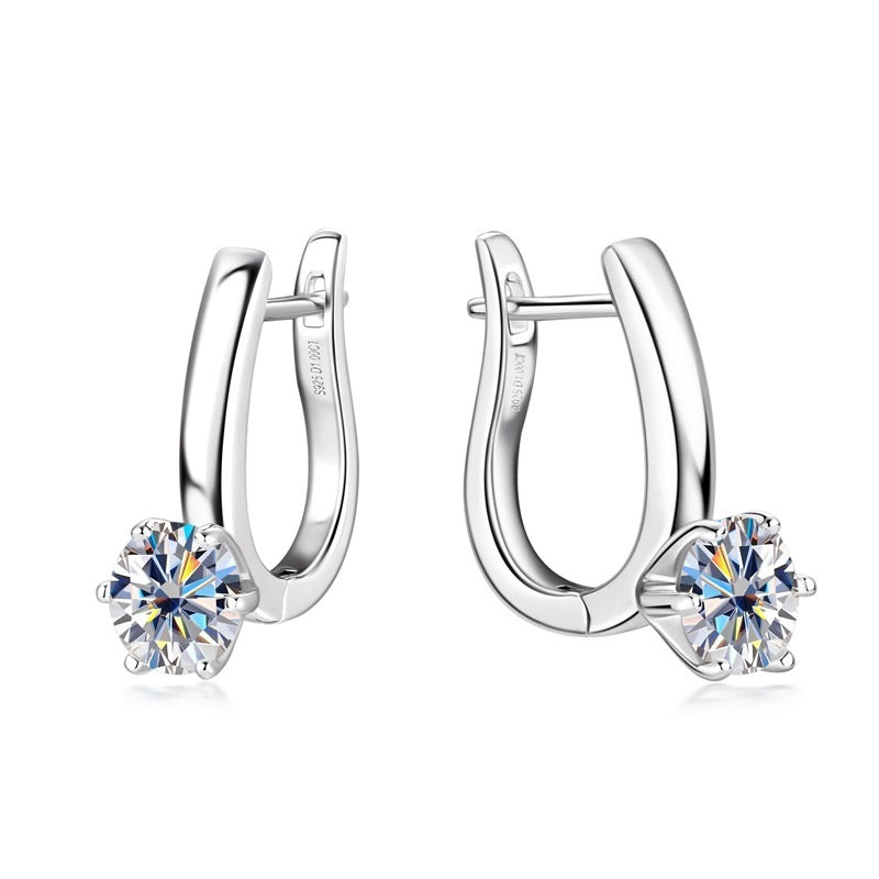 Six-Claw Moissanite Diamond Earrings