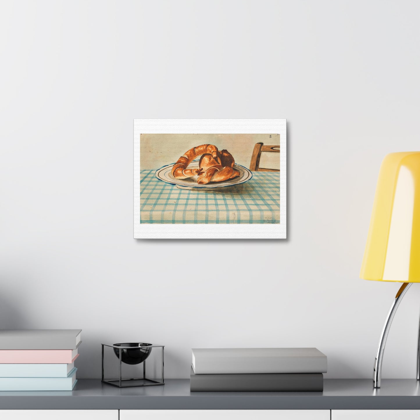 Still Life with Pastry Plate by Egon Schielee from the Original, Art Print on Satin Canvas