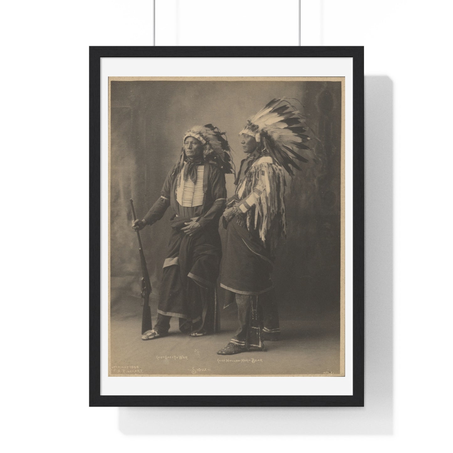 Chief Goes to War and Chief Hollow Horn Bear, Sioux, by Adolph F Muhr and Frank A Rinehart, from the Original, Framed Print