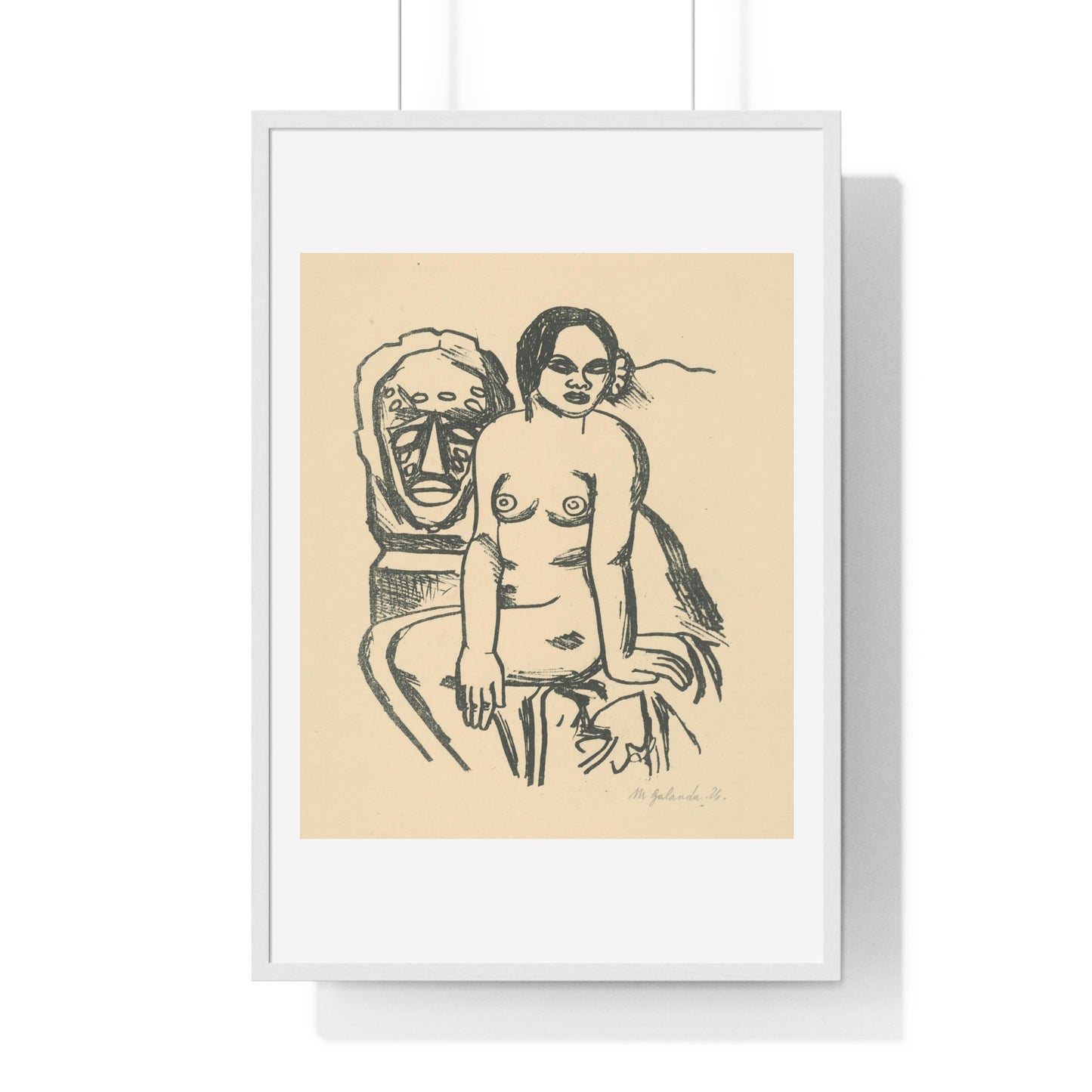 Woman and Statue by Mikuláš Galanda, from the Original, Framed Art Print