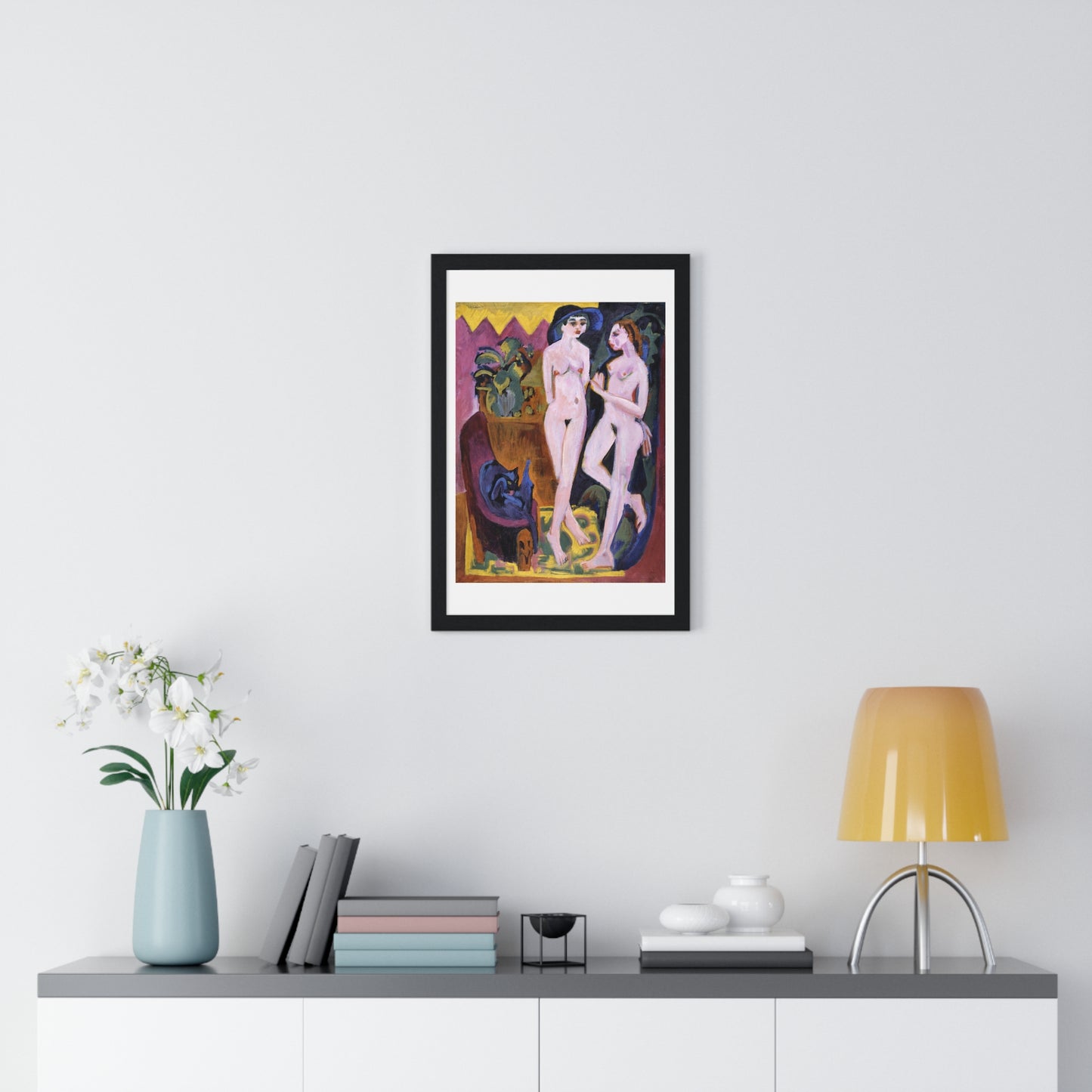 Two Nudes in a Room (1914) by Ernst Ludwig Kirchner, from the Original, Framed Art Print