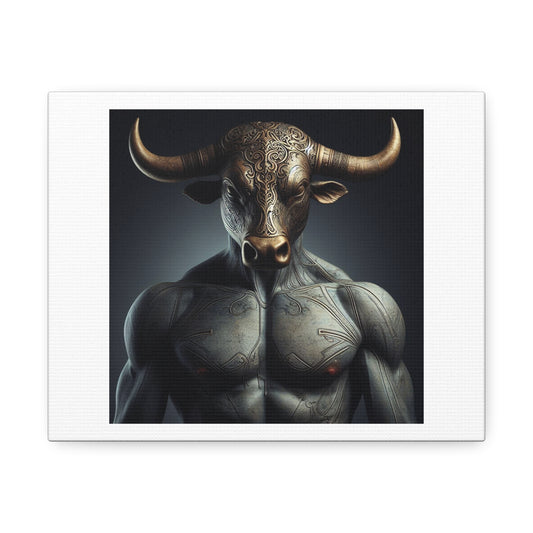 Abstract Bull's Head Artwork 'Designed by AI' Art Print on Canvas