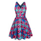 African Print Halter Dress, Pleated Skirt