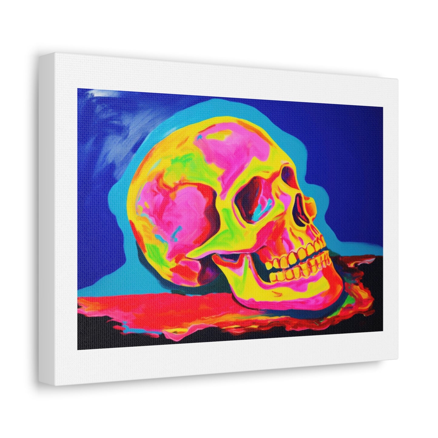 Skull Painting Remix, Art Print 'Designed by AI' on Satin Canvas