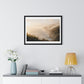 Golden Hour Coastal Mist and Cliffs, Landscape Art Framed Print