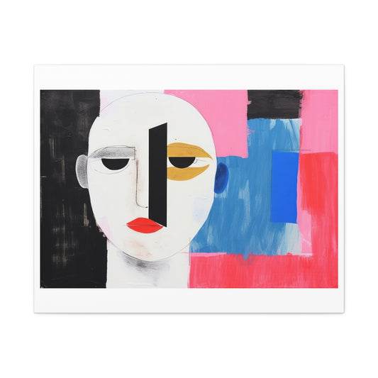 Minimal Simple Male Portrait Abstract Painting 'Designed by AI' Art Print on Canvas