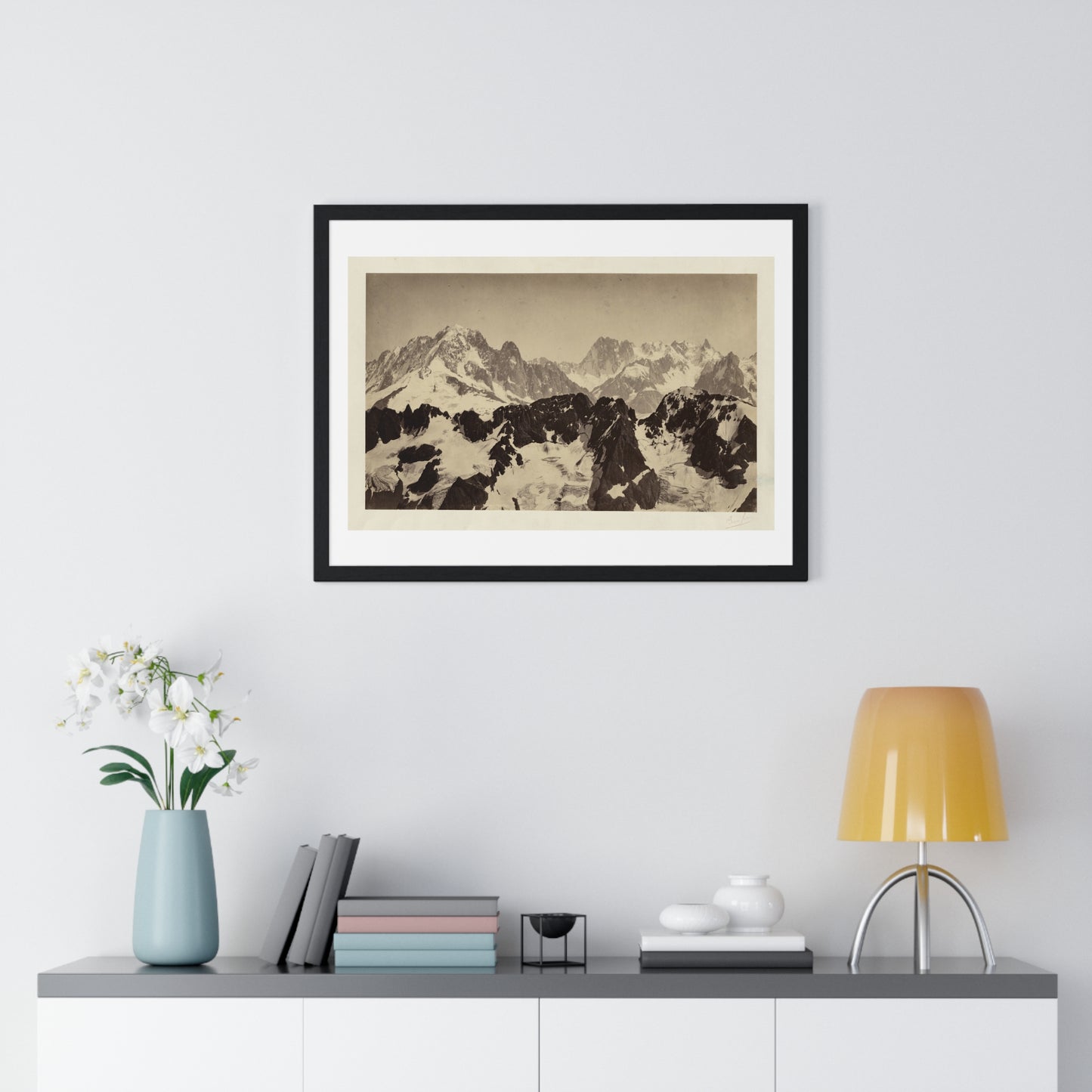 Vintage Photography, View of the Alps (1860–1861) by Bisson Frères, from the Original, Framed Print