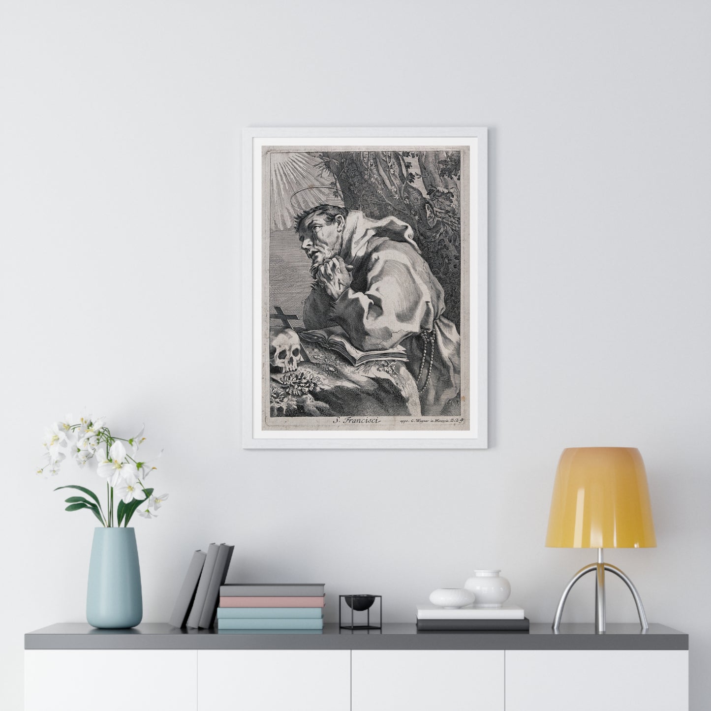 Saint Francis of Assisi in Ecstasy, from the Original Etching, Framed Art Print