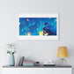 Cosmic Cityscape at Sunset 'Designed by AI', Framed Art Print