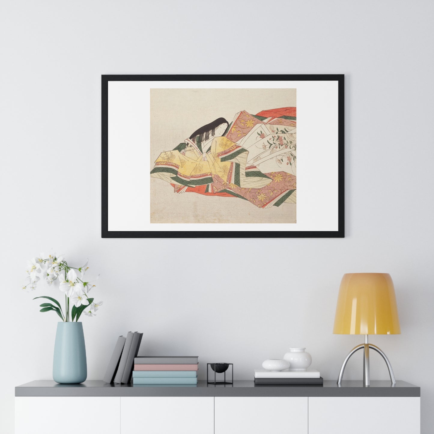 Poetess (1801) by Chobunsai Eishi from the Original, Framed Art Print