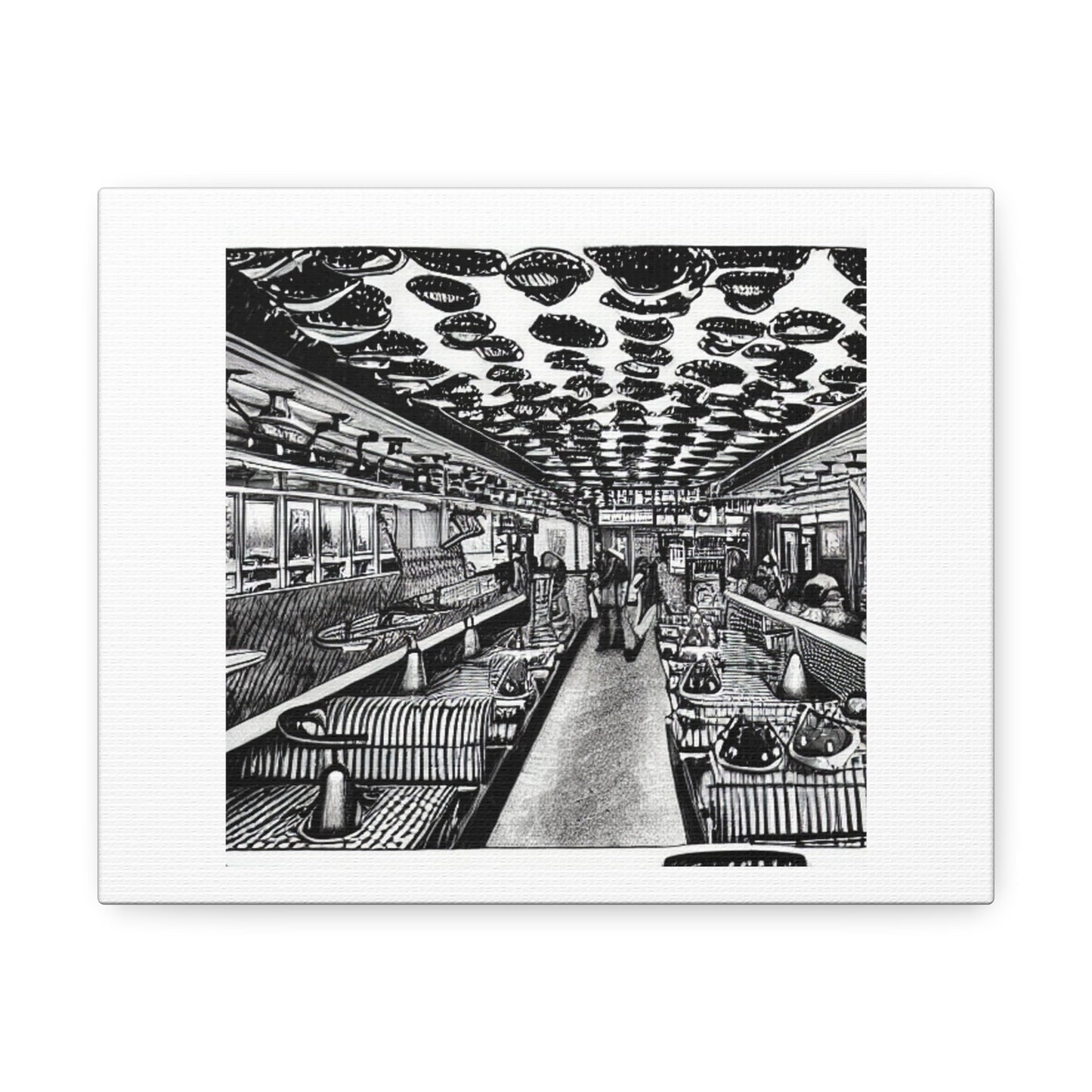 High Definition Photo Of The Inside of a Waffle House 'Designed by AI' Art Print on Canvas