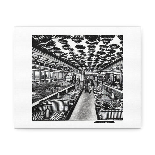 High Definition Photo Of The Inside of a Waffle House 'Designed by AI' Art Print on Canvas