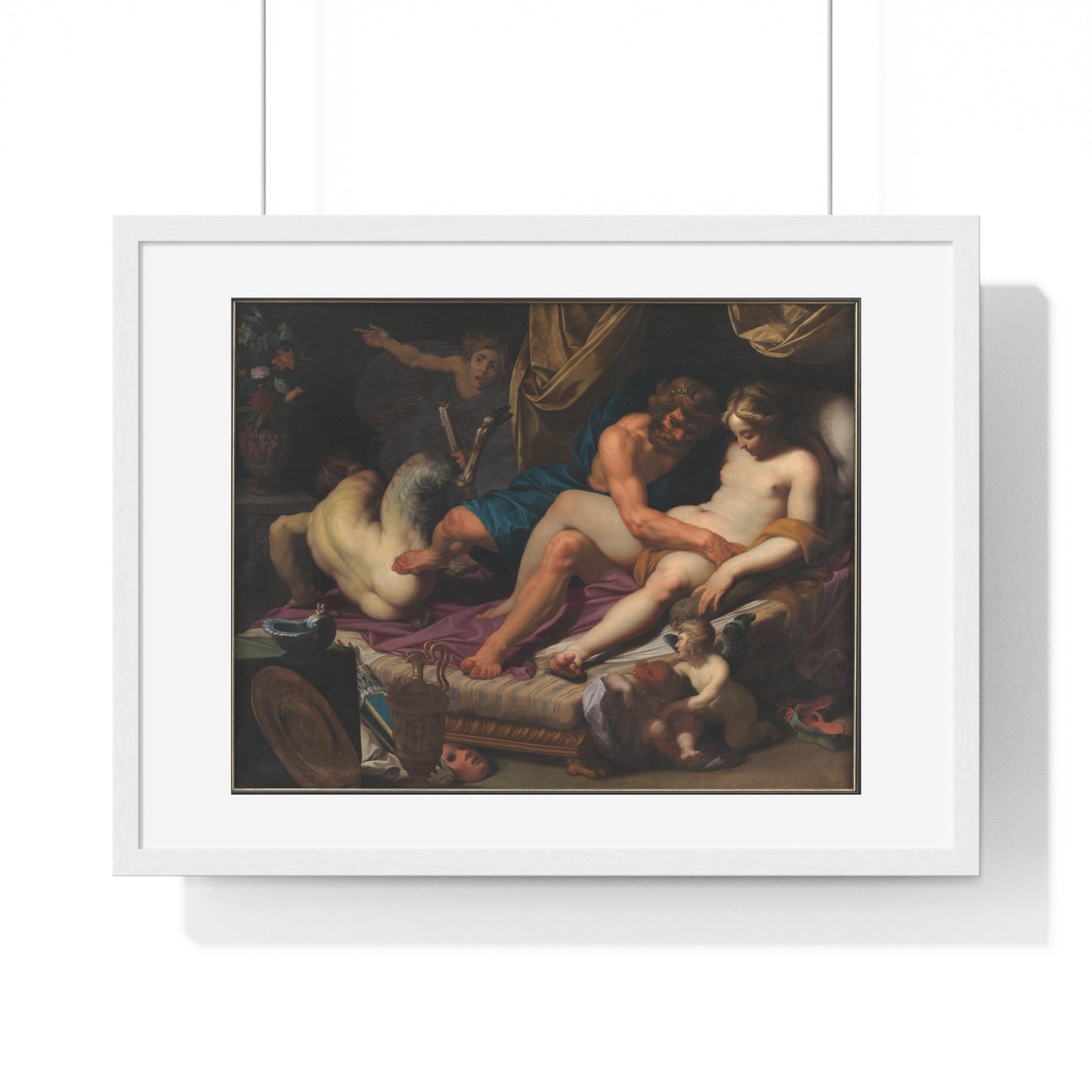 Hercules Kicking Faunus out of Omfale's Bed (1607) by Abraham Janssens, from the Original, Framed Art Print