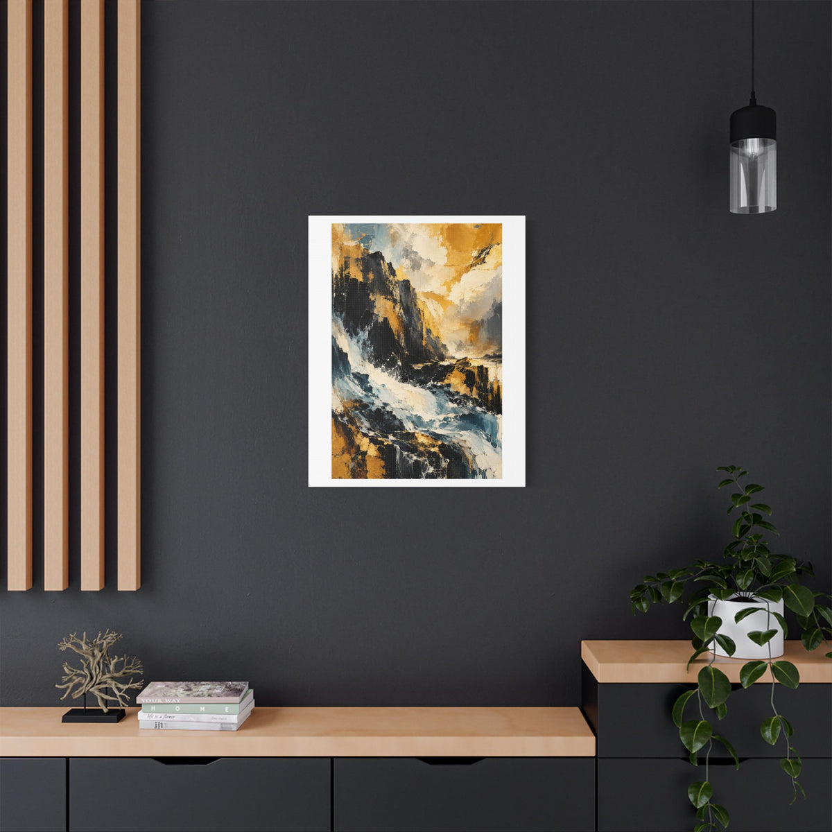 Storm Over Golden Mountains, Large Decor Art Print on Satin Canvas